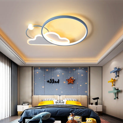Contemporary Creative Cloud Circle Iron LED Flush Mount Ceiling Light For Bedroom