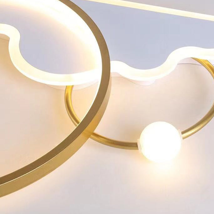 Contemporary Creative Cloud Circle Iron LED Flush Mount Ceiling Light For Bedroom