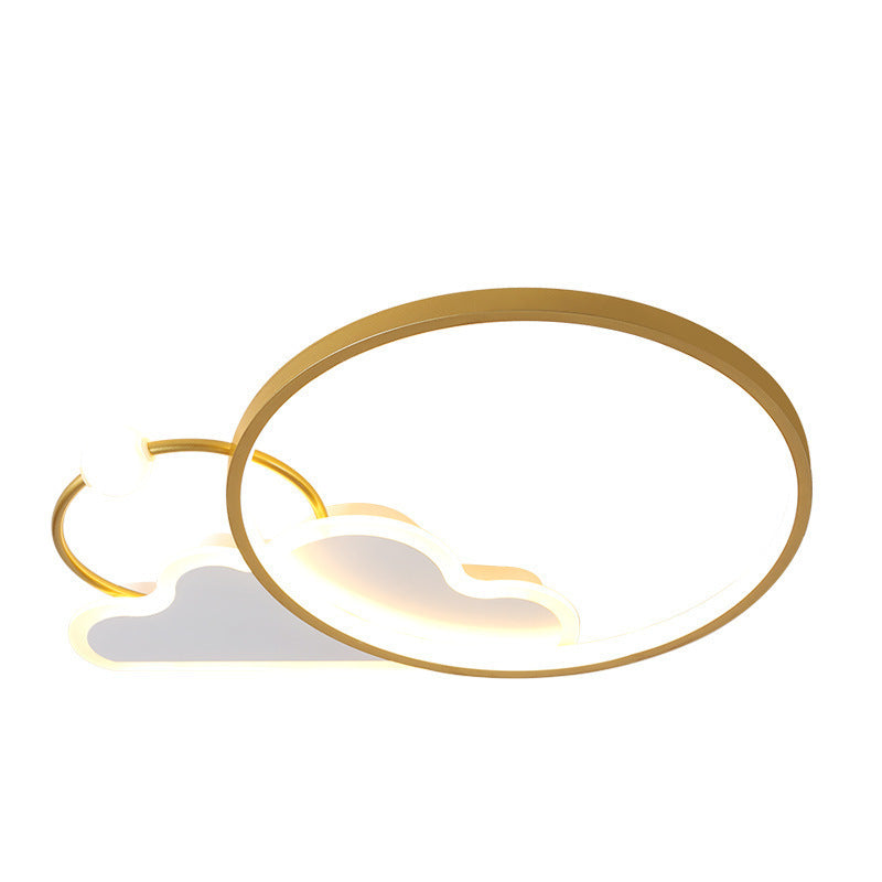 Contemporary Creative Cloud Circle Iron LED Flush Mount Ceiling Light For Bedroom