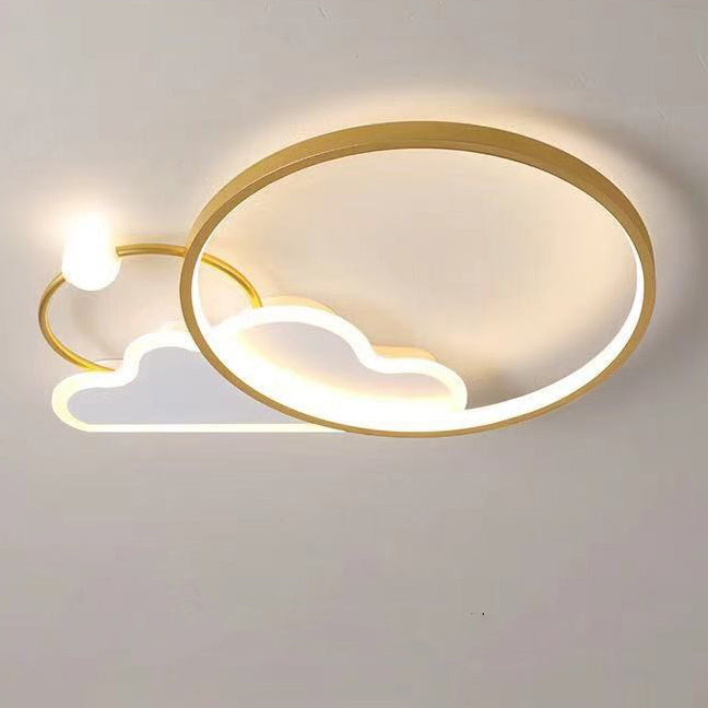 Contemporary Creative Cloud Circle Iron LED Flush Mount Ceiling Light For Bedroom