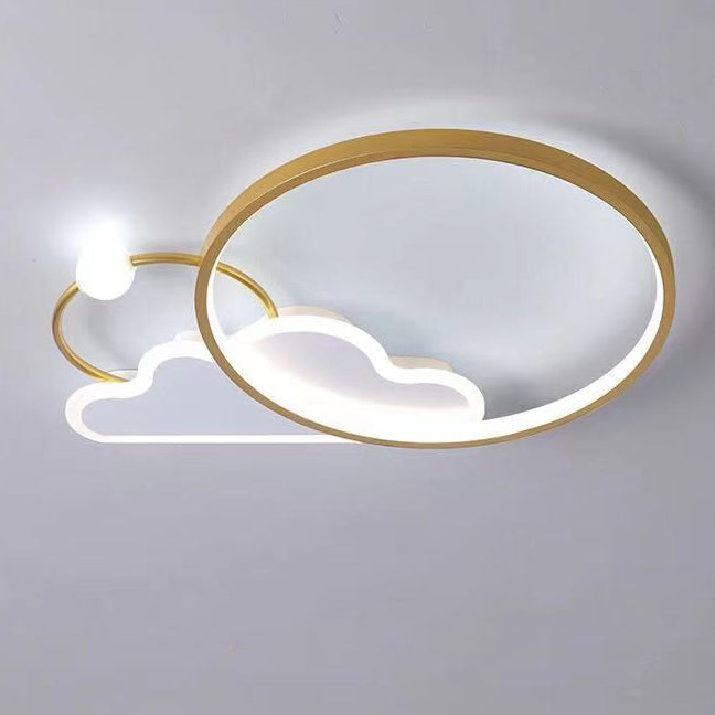 Contemporary Creative Cloud Circle Iron LED Flush Mount Ceiling Light For Bedroom