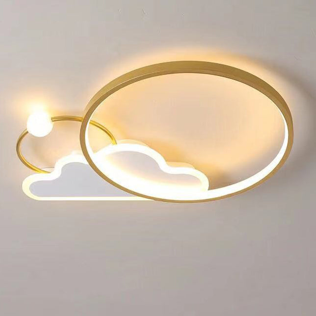 Contemporary Creative Cloud Circle Iron LED Flush Mount Ceiling Light For Bedroom