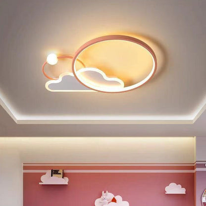 Contemporary Creative Cloud Circle Iron LED Flush Mount Ceiling Light For Bedroom