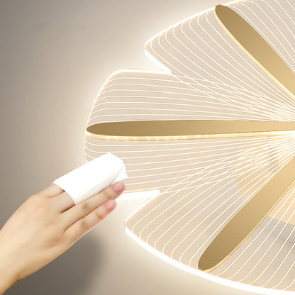 Modern Luxury Flower Iron Acrylic LED Semi-Flush Mount Ceiling Light For Bedroom