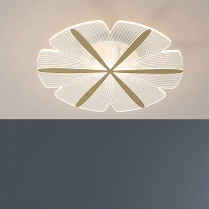 Modern Luxury Flower Iron Acrylic LED Semi-Flush Mount Ceiling Light For Bedroom