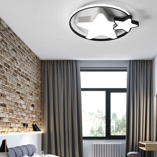 Modern Simplicity Star Iron LED Flush Mount Ceiling Light For Bedroom