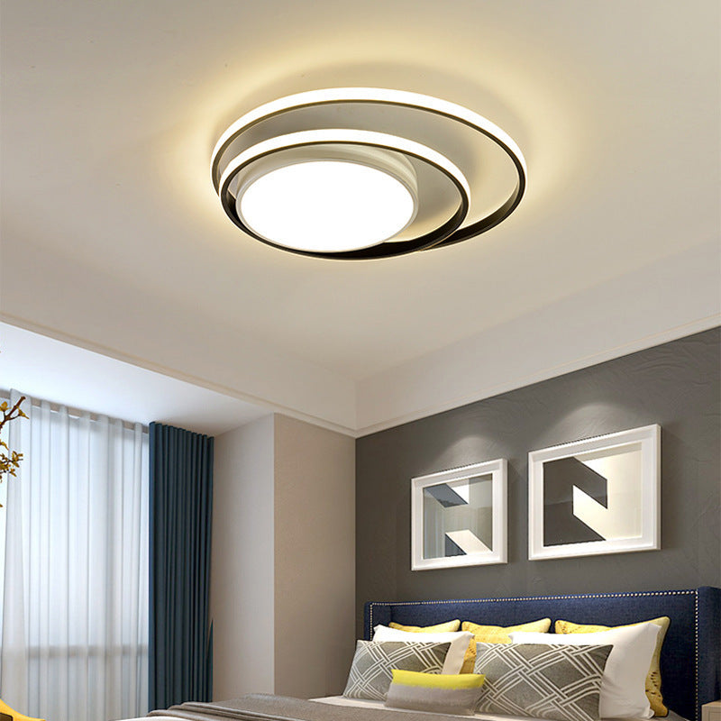 Modern Simplicity Circle Aluminum LED Semi-Flush Mount Ceiling Light For Bedroom