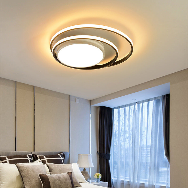 Modern Simplicity Circle Aluminum LED Semi-Flush Mount Ceiling Light For Bedroom