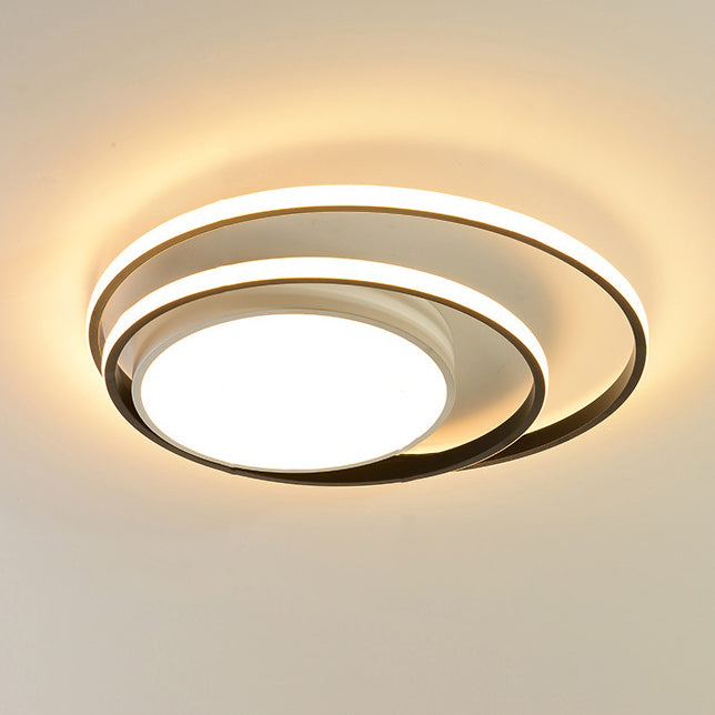 Modern Simplicity Circle Aluminum LED Semi-Flush Mount Ceiling Light For Bedroom