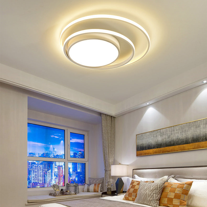 Modern Simplicity Circle Aluminum LED Semi-Flush Mount Ceiling Light For Bedroom