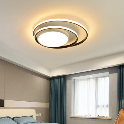 Modern Simplicity Circle Aluminum LED Semi-Flush Mount Ceiling Light For Bedroom