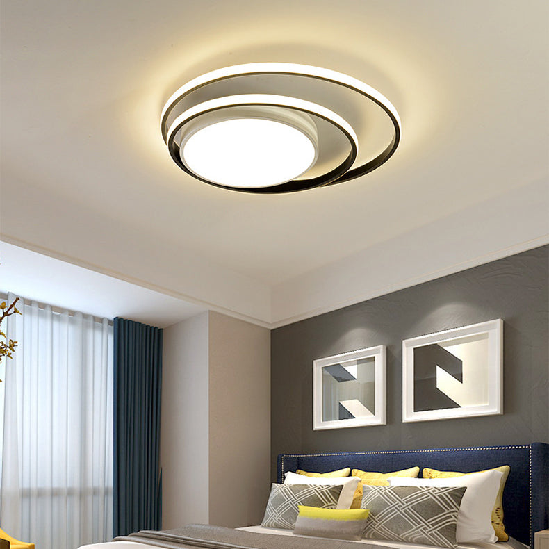 Modern Simplicity Circle Aluminum LED Semi-Flush Mount Ceiling Light For Bedroom