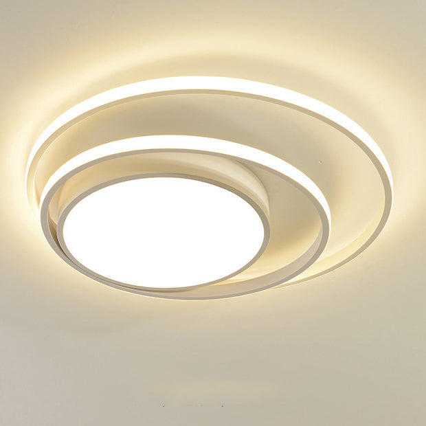 Modern Simplicity Circle Aluminum LED Semi-Flush Mount Ceiling Light For Bedroom