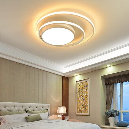 Modern Simplicity Circle Aluminum LED Semi-Flush Mount Ceiling Light For Bedroom