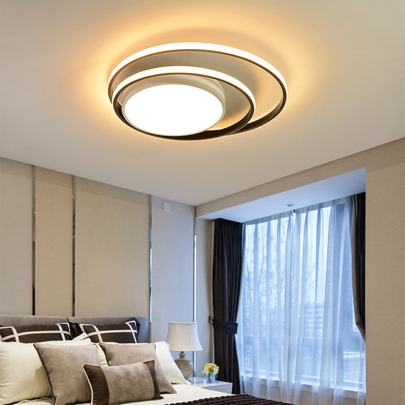Modern Simplicity Circle Aluminum LED Semi-Flush Mount Ceiling Light For Bedroom