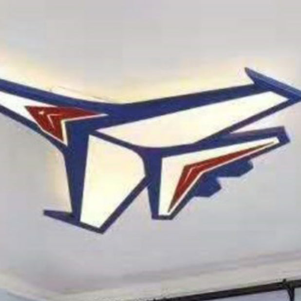 Contemporary Creative Kids Cartoon Airplane Iron LED Flush Mount Ceiling Light For Bedroom