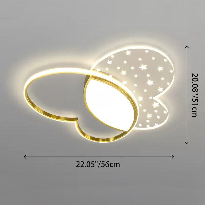 Contemporary Creative Butterfly Metal Acrylic LED Flush Mount Ceiling Light For Bedroom