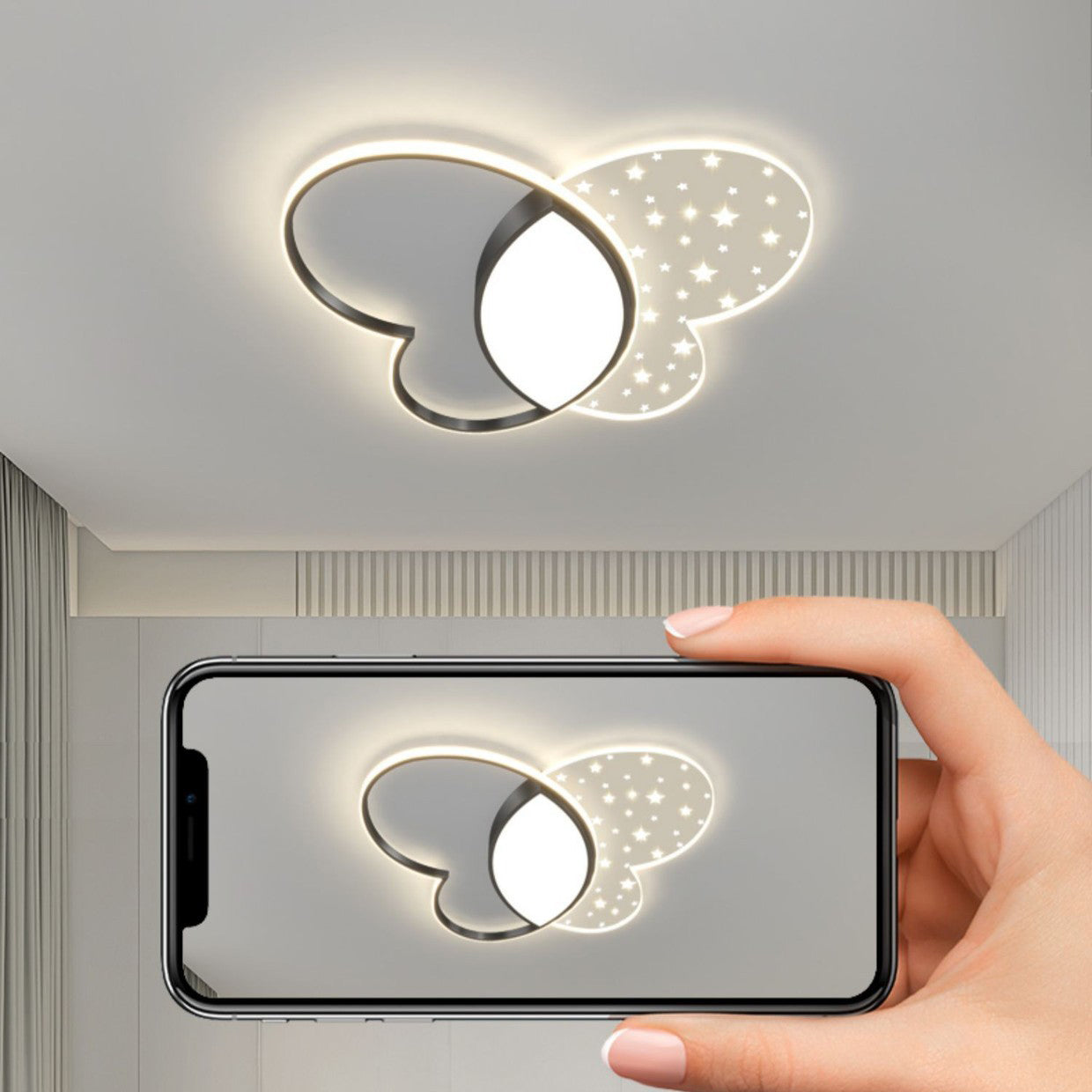 Contemporary Creative Butterfly Metal Acrylic LED Flush Mount Ceiling Light For Bedroom