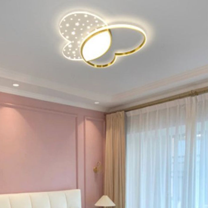 Contemporary Creative Butterfly Metal Acrylic LED Flush Mount Ceiling Light For Bedroom