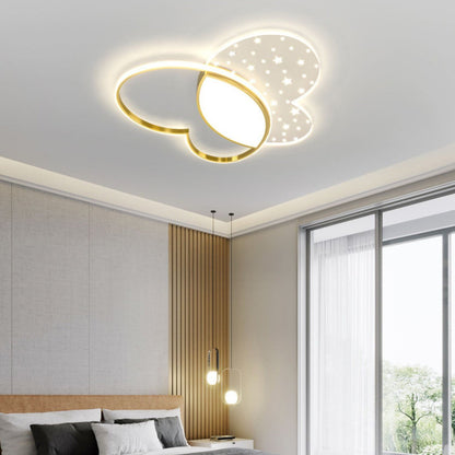 Contemporary Creative Butterfly Metal Acrylic LED Flush Mount Ceiling Light For Bedroom