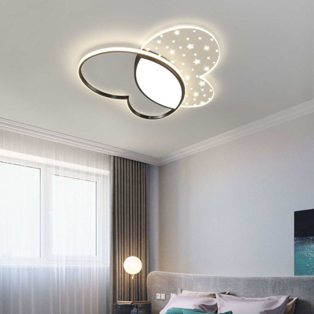 Contemporary Creative Butterfly Metal Acrylic LED Flush Mount Ceiling Light For Bedroom