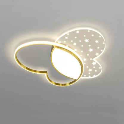 Contemporary Creative Butterfly Metal Acrylic LED Flush Mount Ceiling Light For Bedroom