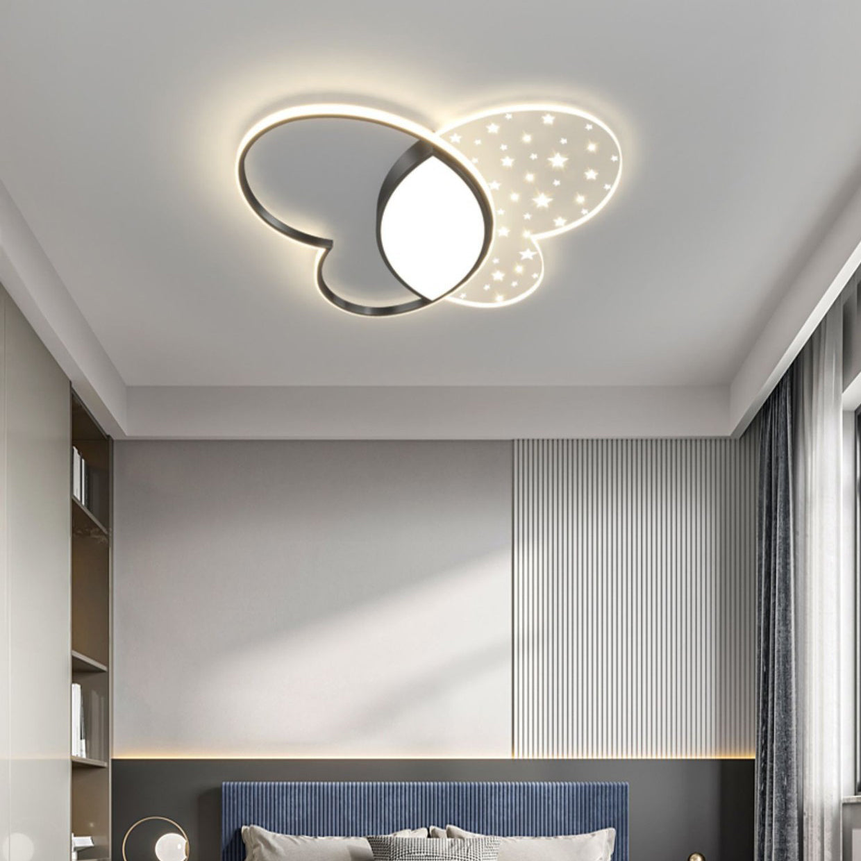 Contemporary Creative Butterfly Metal Acrylic LED Flush Mount Ceiling Light For Bedroom
