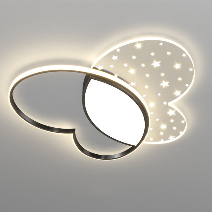 Contemporary Creative Butterfly Metal Acrylic LED Flush Mount Ceiling Light For Bedroom
