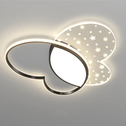 Contemporary Creative Butterfly Metal Acrylic LED Flush Mount Ceiling Light For Bedroom