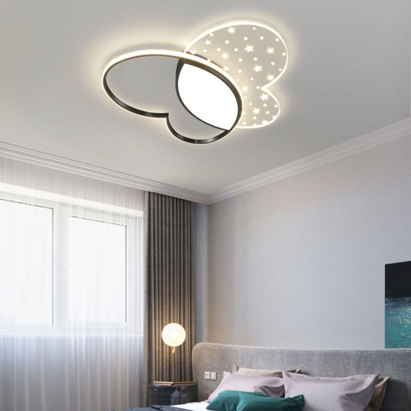Contemporary Creative Butterfly Metal Acrylic LED Flush Mount Ceiling Light For Bedroom