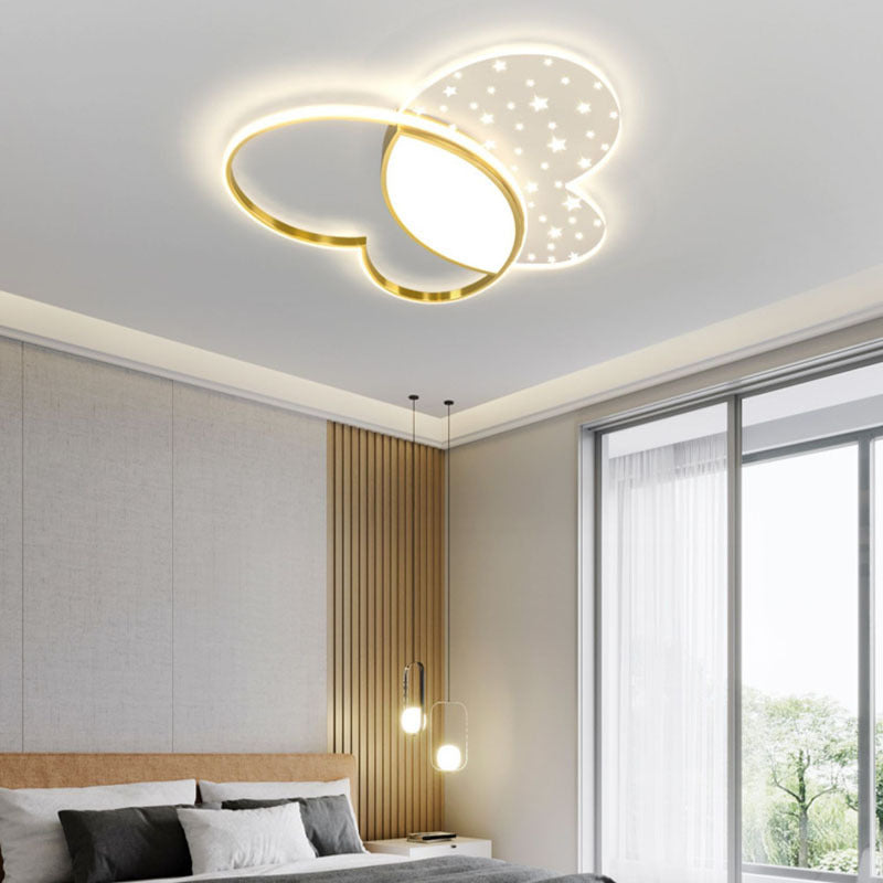 Contemporary Creative Butterfly Metal Acrylic LED Flush Mount Ceiling Light For Bedroom