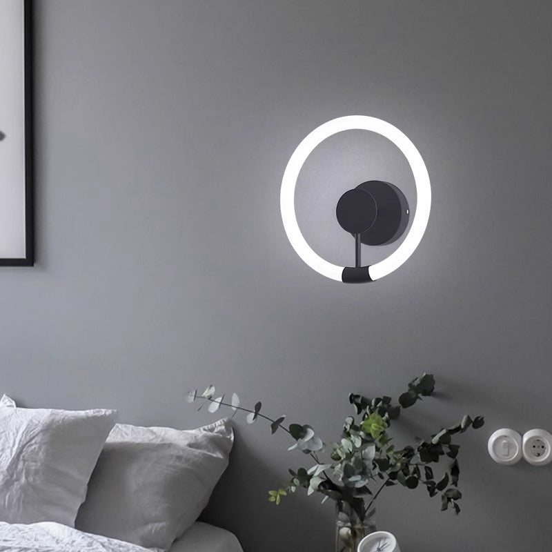 مصباح حائط LED دائري معاصر من الحديد الأكريليك لغرفة النوم 