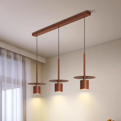 Traditional Chinese Cylinder Iron LED Chandelier Island Light For Living Room
