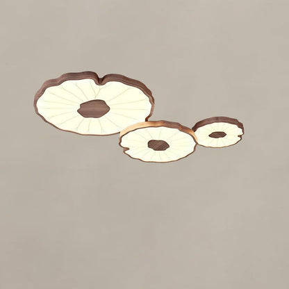 Traditional Chinese Lotus Leaf Round Iron Acrylic LED Flush Mount Ceiling Light For Living Room