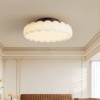 Traditional French Round Iron PE LED Semi-Flush Mount Ceiling Light For Bedroom