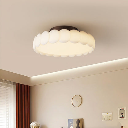 Traditional French Round Iron PE LED Semi-Flush Mount Ceiling Light For Bedroom
