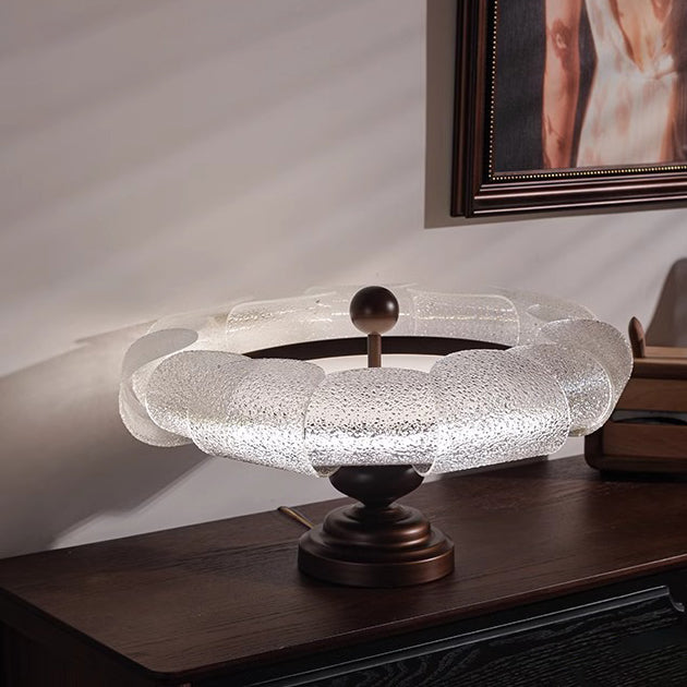 Traditional Vintage Round Iron Glass LED Semi-Flush Mount Ceiling Light For Bedroom