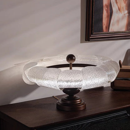 Traditional Vintage Round Iron Glass LED Semi-Flush Mount Ceiling Light For Bedroom