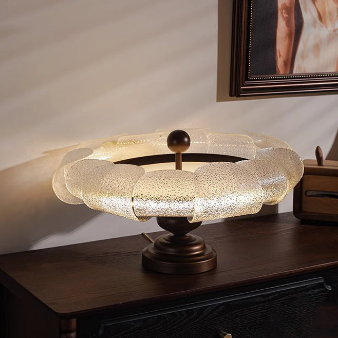 Traditional Vintage Round Iron Glass LED Semi-Flush Mount Ceiling Light For Bedroom