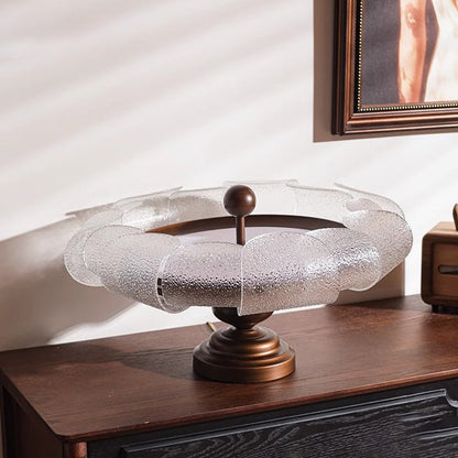 Traditional Vintage Round Iron Glass LED Semi-Flush Mount Ceiling Light For Bedroom