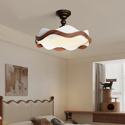 Traditional Vintage Round Iron Acrylic LED Semi-Flush Mount Ceiling Light For Bedroom
