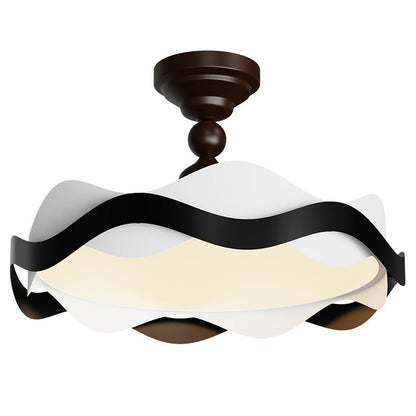 Traditional Vintage Round Iron Acrylic LED Semi-Flush Mount Ceiling Light For Bedroom