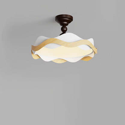 Traditional Vintage Round Iron Acrylic LED Semi-Flush Mount Ceiling Light For Bedroom
