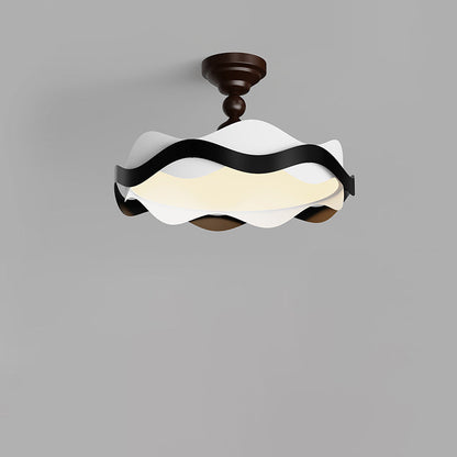 Traditional Vintage Round Iron Acrylic LED Semi-Flush Mount Ceiling Light For Bedroom
