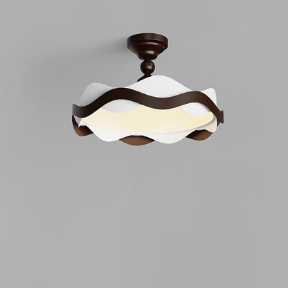 Traditional Vintage Round Iron Acrylic LED Semi-Flush Mount Ceiling Light For Bedroom