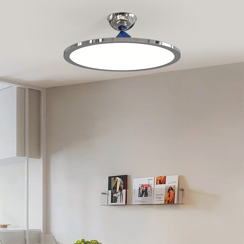 Modern Simplicity Flying Saucer Round Iron PC LED Semi-Flush Mount Ceiling Light For Bedroom