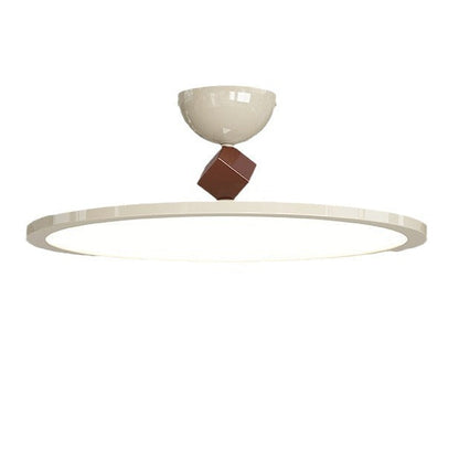 Modern Simplicity Flying Saucer Round Iron PC LED Semi-Flush Mount Ceiling Light For Bedroom
