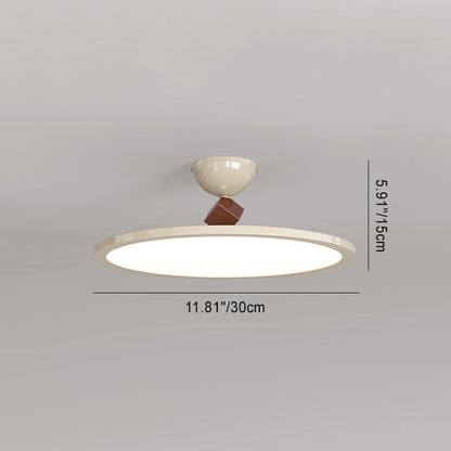 Modern Simplicity Flying Saucer Round Iron PC LED Semi-Flush Mount Ceiling Light For Bedroom
