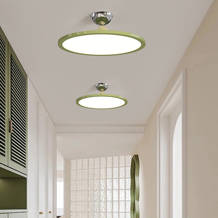 Modern Simplicity Flying Saucer Round Iron PC LED Semi-Flush Mount Ceiling Light For Bedroom