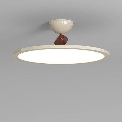 Modern Simplicity Flying Saucer Round Iron PC LED Semi-Flush Mount Ceiling Light For Bedroom